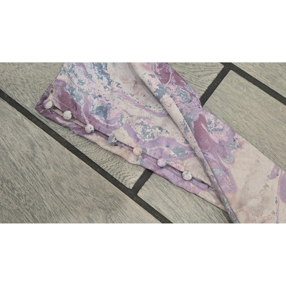 Zara Purple Marble Print Twist Front V-Neck Long Sleeve Blouse Small 08351245330 - Picture 3 of 7